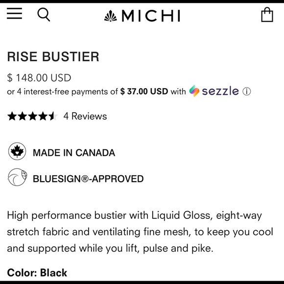 NWT Michi Rise Bustier in Black Small $148 - Picture 4 of 9